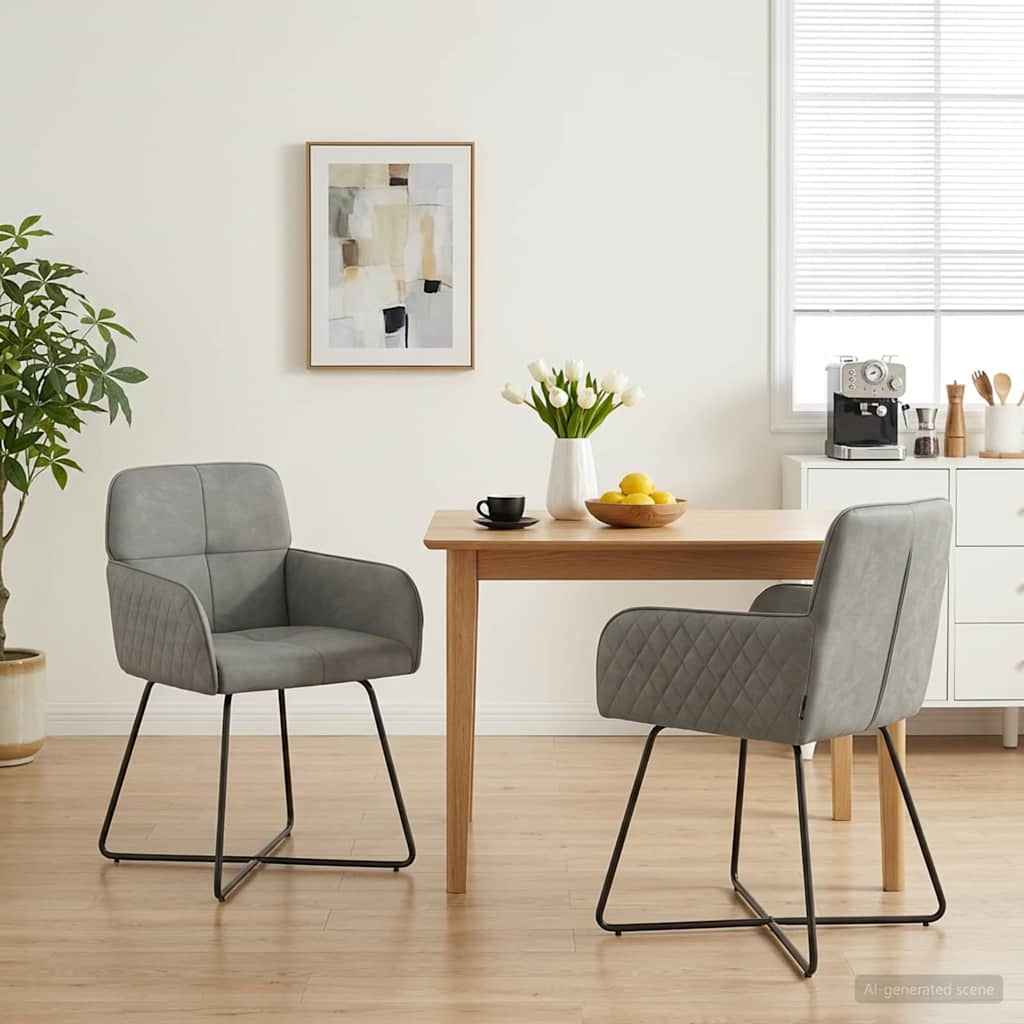 Καρέκλες φαγητού 2 pcs Βελούδο Ανοιχτό γκρι 59 x 56,5 x 86 εκ. - Pakobazaar
