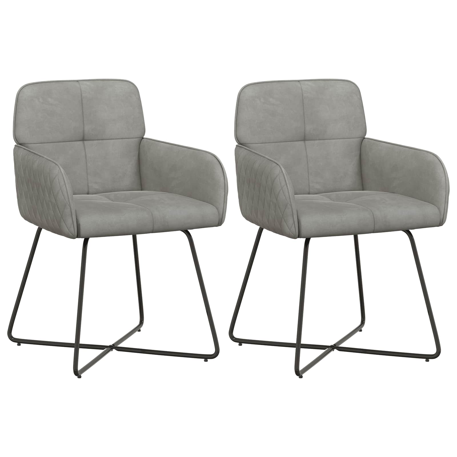 Καρέκλες φαγητού 2 pcs Βελούδο Ανοιχτό γκρι 59 x 56,5 x 86 εκ. - Pakobazaar