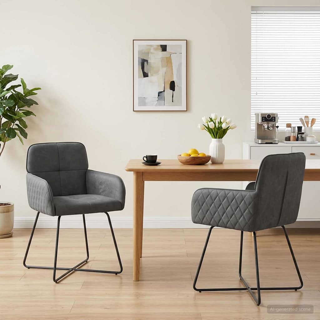 Καρέκλες φαγητού 2 pcs Βελούδο Σκούρο Γκρι 59 x 56,5 x 86 εκ. - Pakobazaar