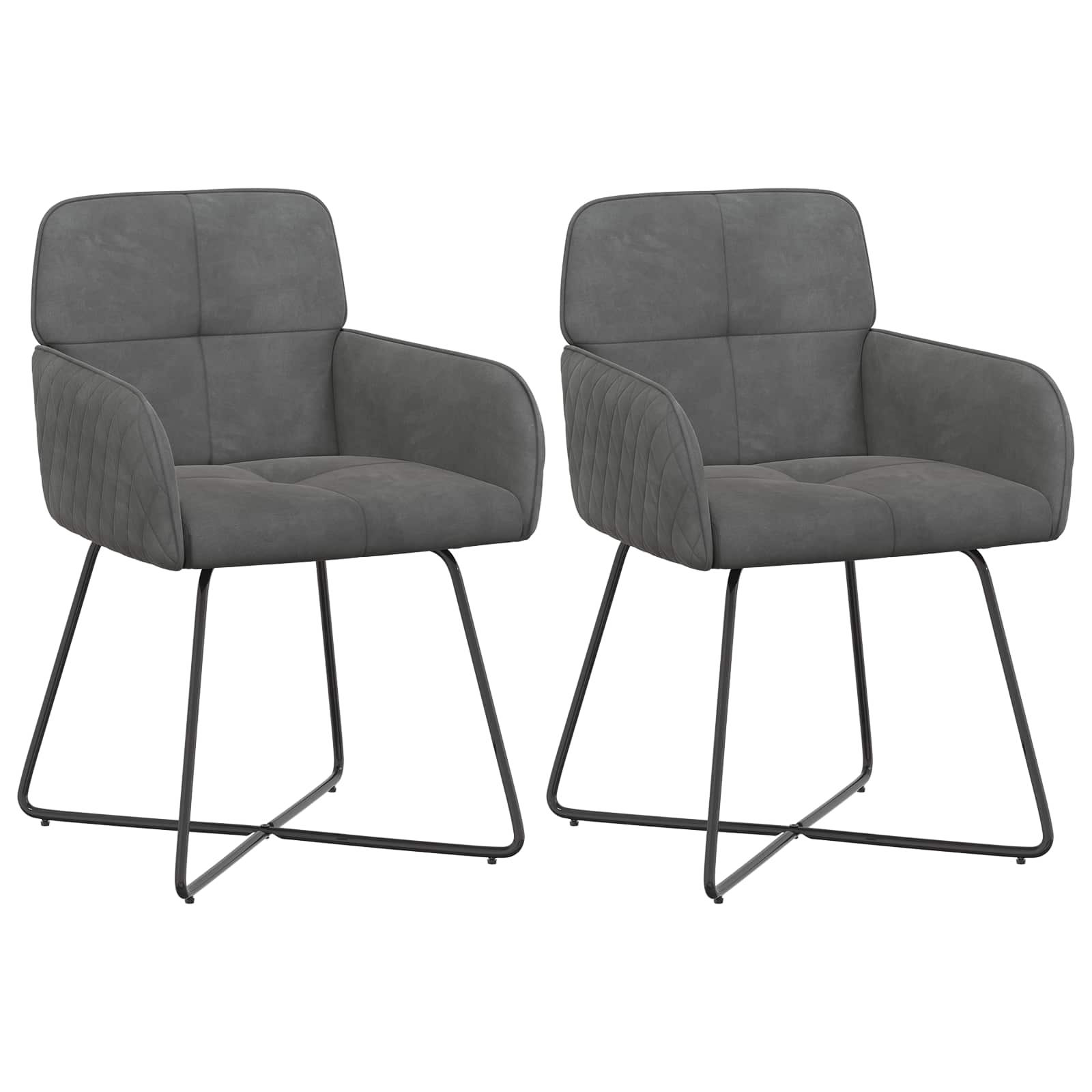 Καρέκλες φαγητού 2 pcs Βελούδο Σκούρο Γκρι 59 x 56,5 x 86 εκ. - Pakobazaar