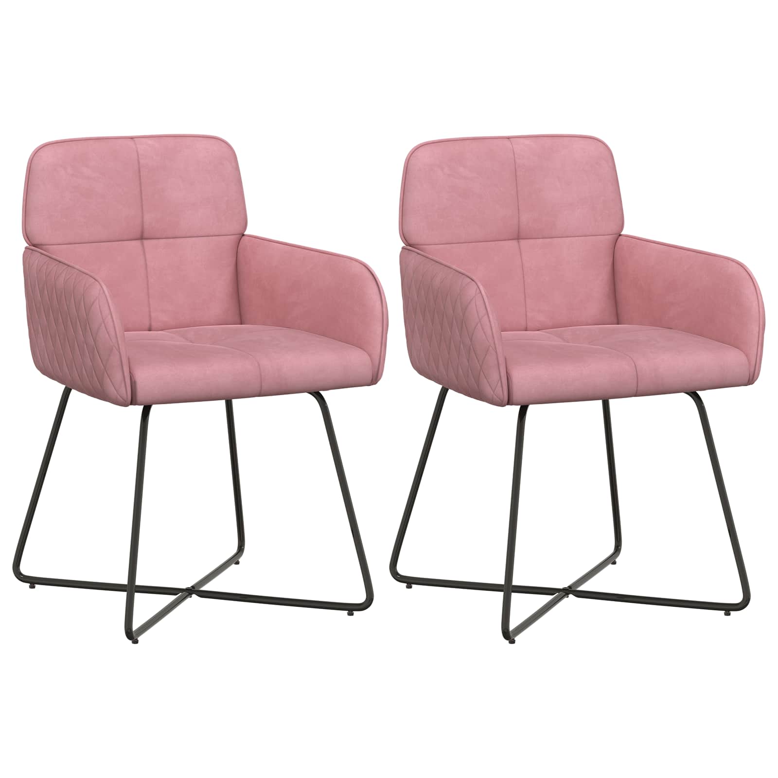 Καρέκλες φαγητού 2 pcs Βελούδο Ροζ 59 x 56,5 x 86 εκ. - Pakobazaar