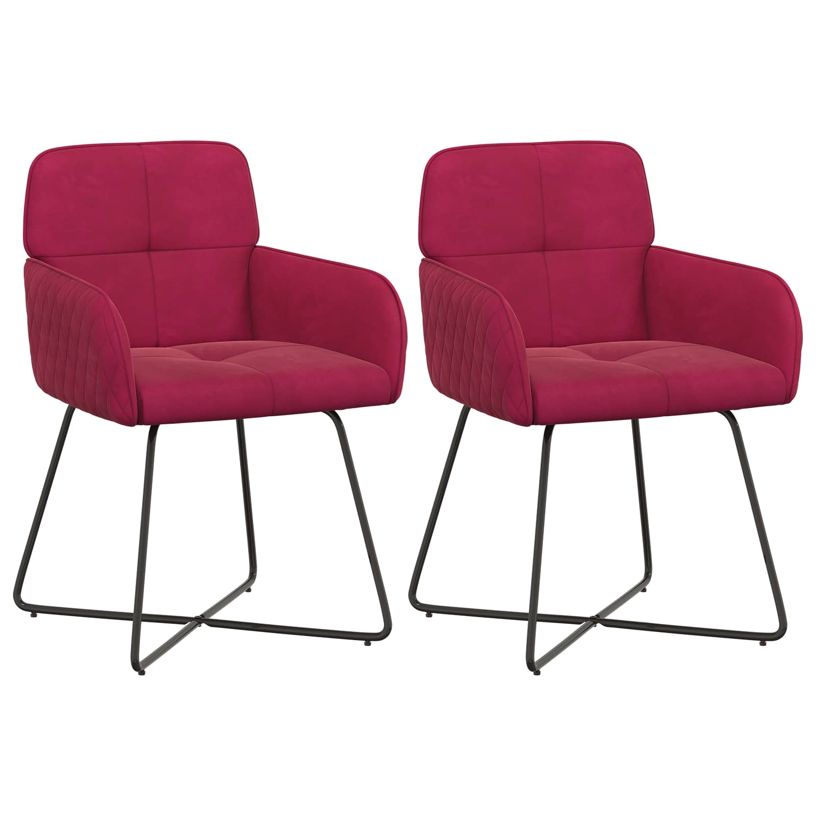 Καρέκλες φαγητού 2 pcs Βελούδο Κόκκινο 59 x 56,5 x 86 εκ. - Pakobazaar