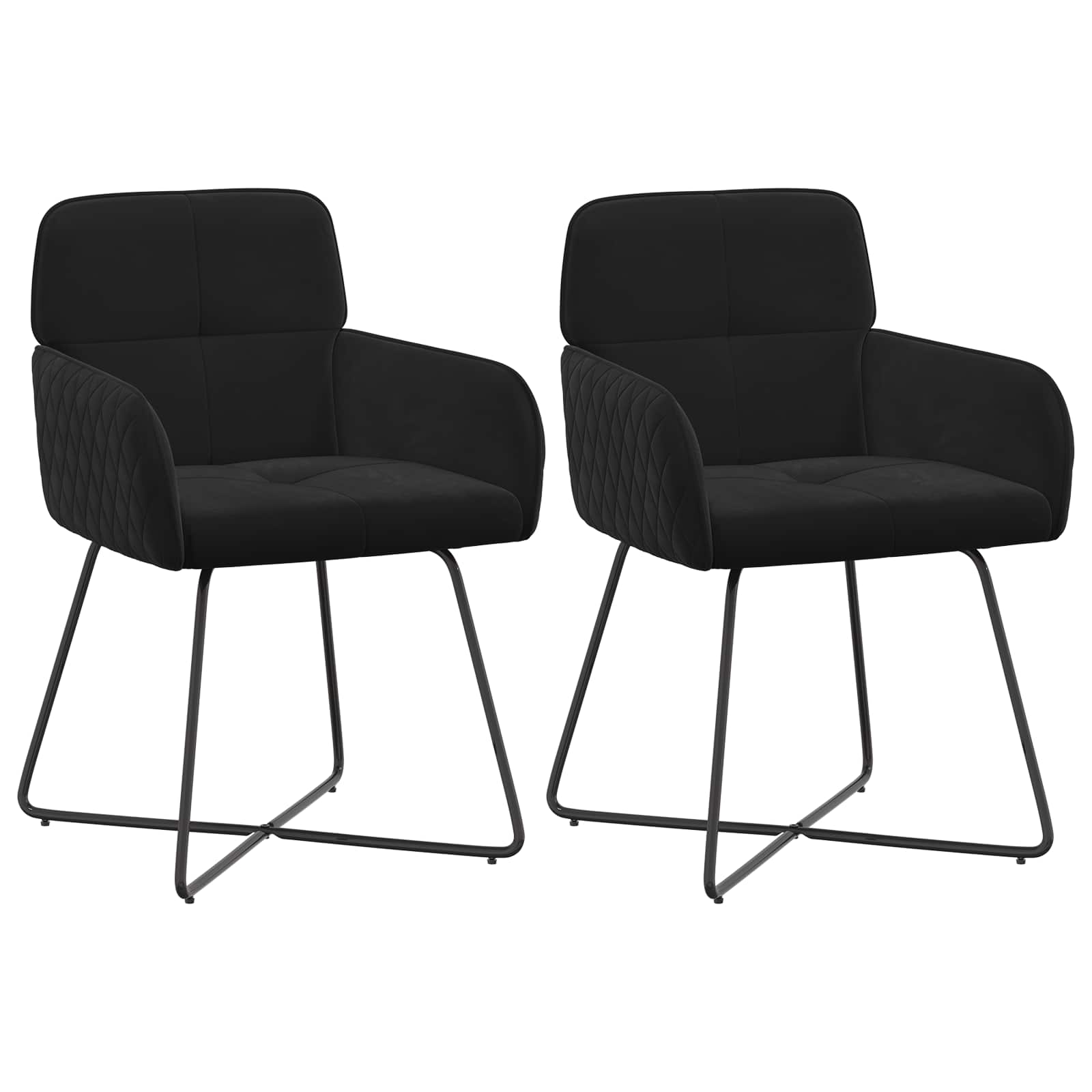 Καρέκλες φαγητού 2 pcs Βελούδο Μαύρο 59 x 56,5 x 86 εκ. - Pakobazaar