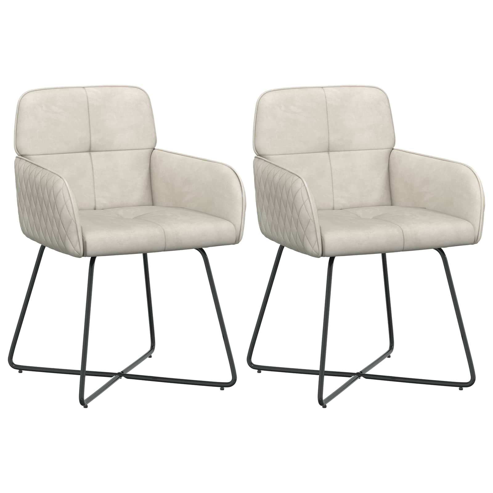 Καρέκλες φαγητού 2 pcs Βελούδο Κρεμ 59 x 56,5 x 86 εκ. - Pakobazaar