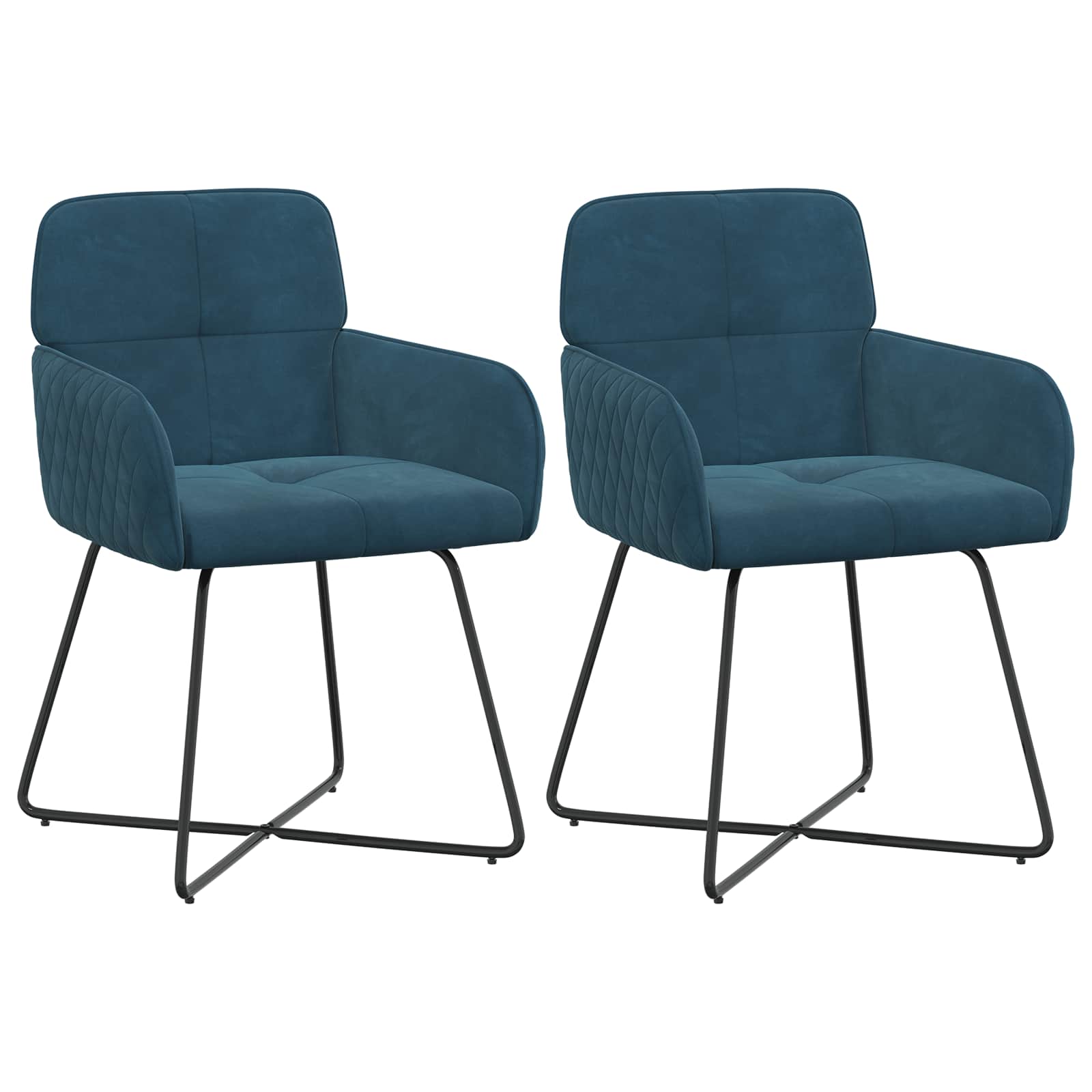 Καρέκλες φαγητού 2 pcs Βελούδο Μπλε 59 x 56,5 x 86 εκ. - Pakobazaar