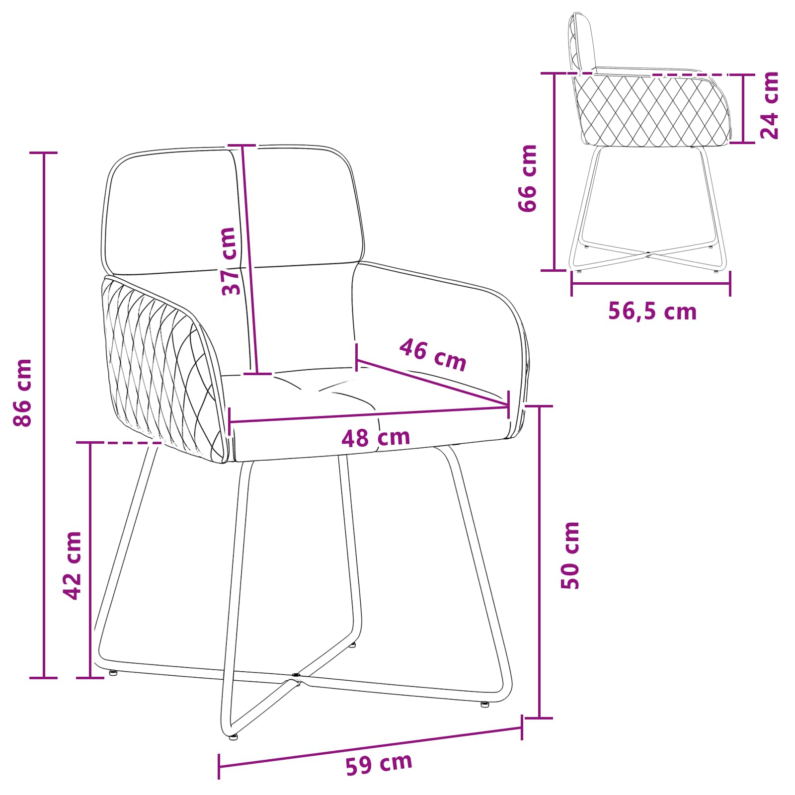 Καρέκλες φαγητού 2 pcs Βελούδο Μπλε 59 x 56,5 x 86 εκ. - Pakobazaar