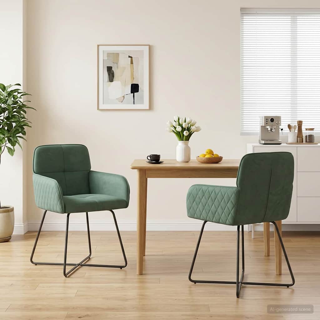 Καρέκλες φαγητού 2 pcs Βελούδο Θαλασσί 59 x 56,5 x 86 εκ. - Pakobazaar