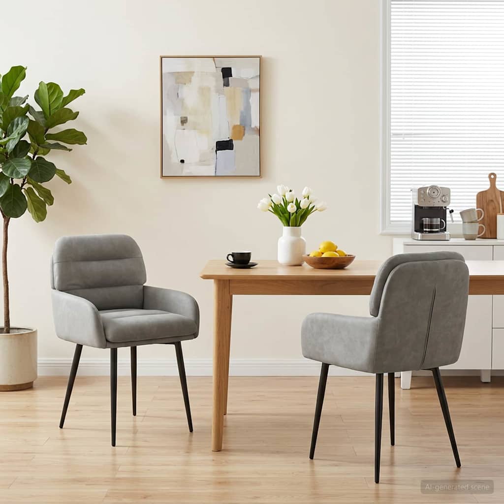 Καρέκλες φαγητού 2 pcs Βελούδο Ανοιχτό γκρι 59 x 59,5 x 90 εκ - Pakobazaar