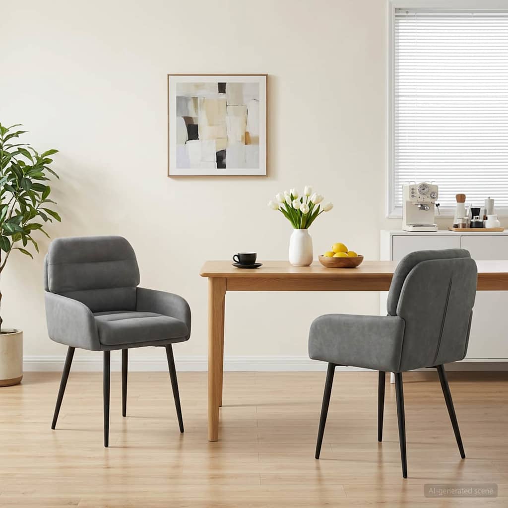 Καρέκλες φαγητού 2 pcs Βελούδο Σκούρο Γκρι 59 x 59,5 x 90 εκ - Pakobazaar