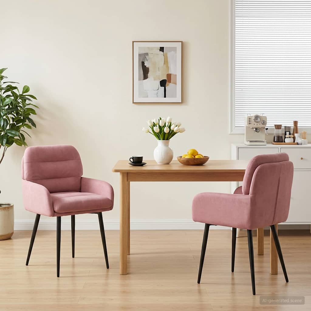 Καρέκλες φαγητού 2 pcs Βελούδο Ροζ 59 x 59,5 x 90 εκ - Pakobazaar