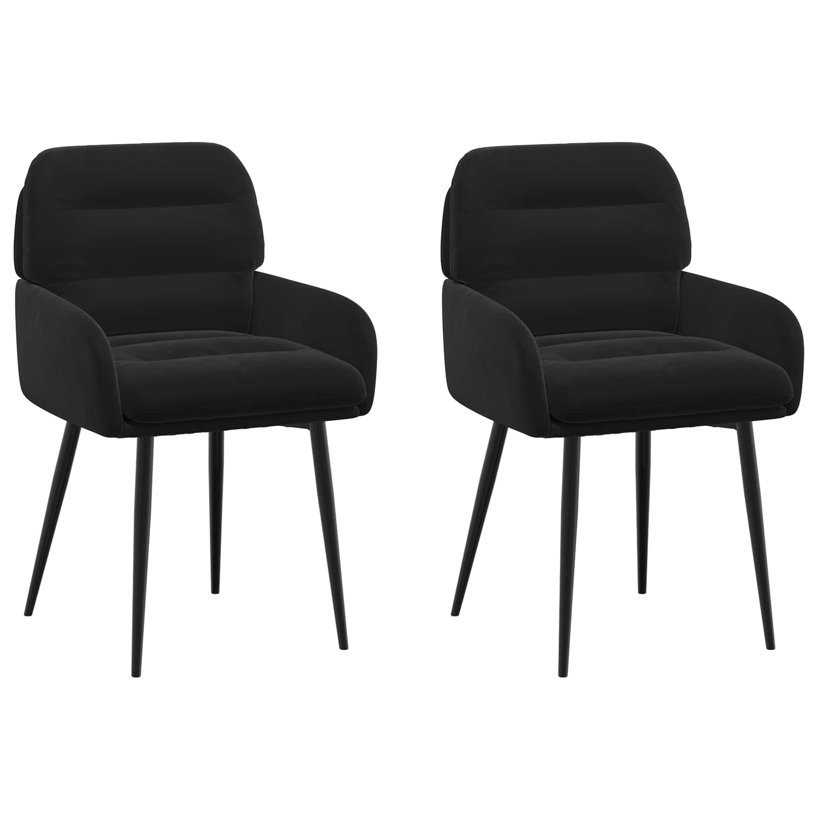 Καρέκλες φαγητού 2 pcs Βελούδο Μαύρο 59 x 59,5 x 90 εκ - Pakobazaar