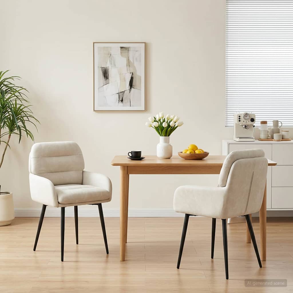 Καρέκλες φαγητού 2 pcs Βελούδο Κρεμ 59 x 59,5 x 90 εκ - Pakobazaar