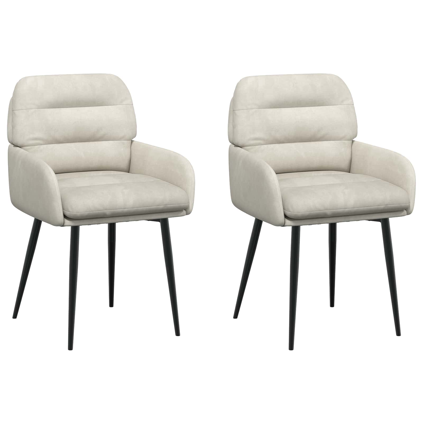 Καρέκλες φαγητού 2 pcs Βελούδο Κρεμ 59 x 59,5 x 90 εκ - Pakobazaar