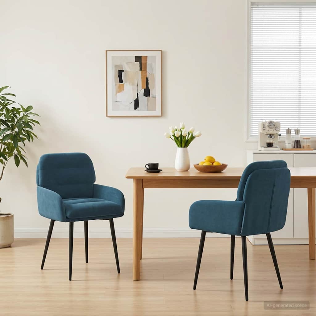 Καρέκλες φαγητού 2 pcs Βελούδο Μπλε 59 x 59,5 x 90 εκ - Pakobazaar