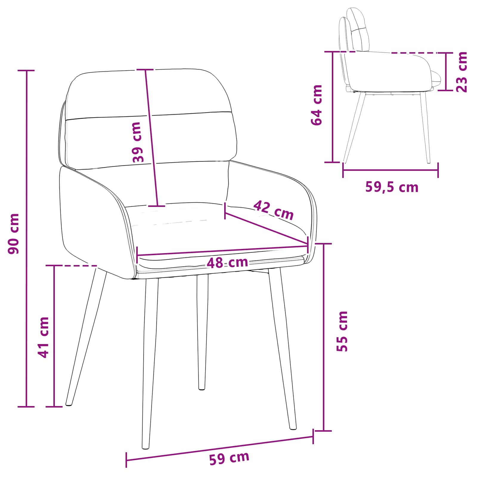 Καρέκλες φαγητού 2 pcs Βελούδο Μπλε 59 x 59,5 x 90 εκ - Pakobazaar