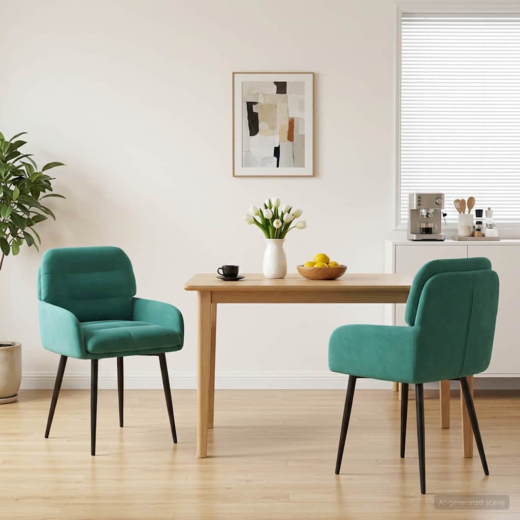 Καρέκλες φαγητού 2 pcs Βελούδο Τιρκουάζ 59 x 59,5 x 90 εκ - Pakobazaar