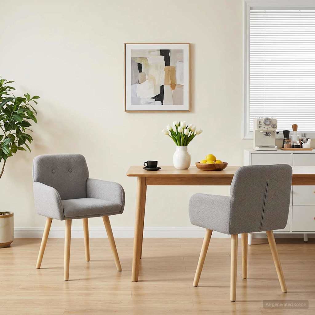 Καρέκλες φαγητού 2 pcs Μπουκλέ Ανοιχτό γκρι 59 x 57 x 85 εκ.