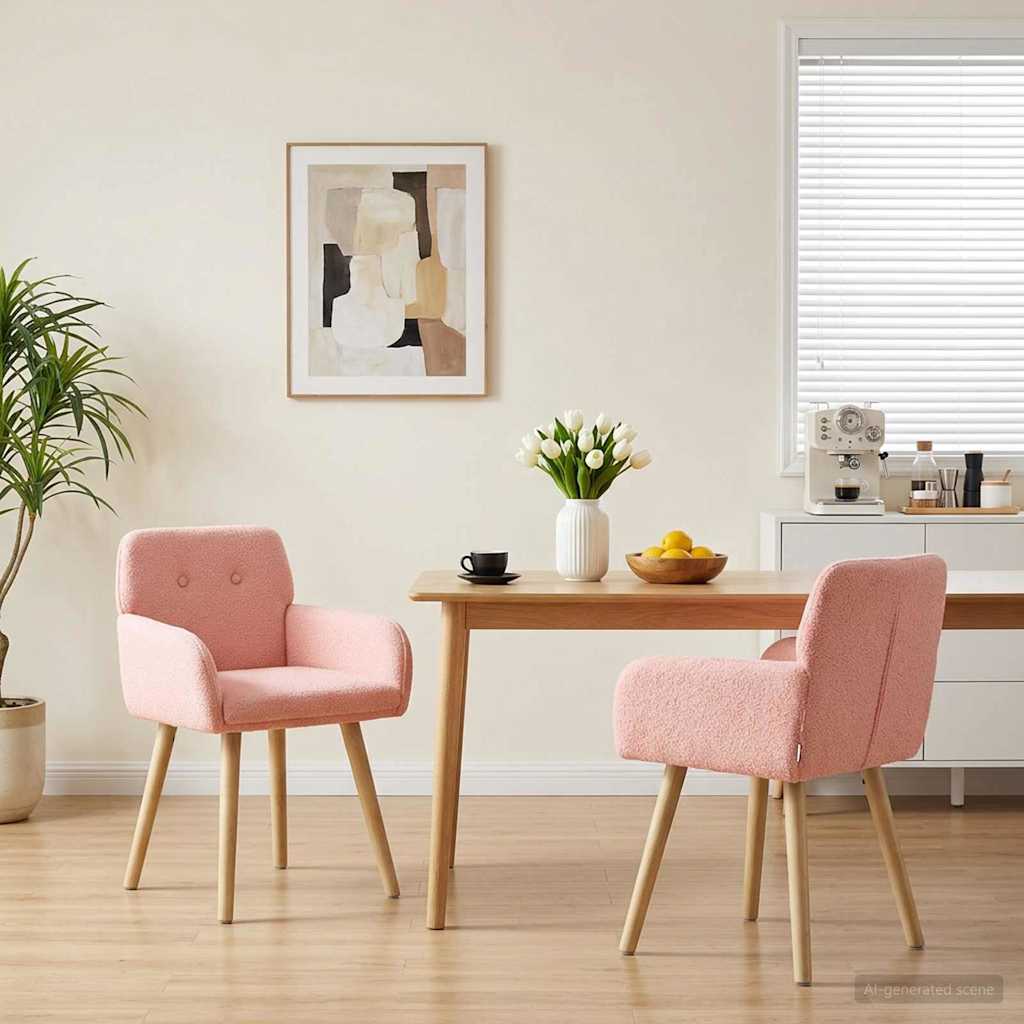 Καρέκλες φαγητού 2 pcs Μπουκλέ Ροζ 59 x 57 x 85 εκ. - Pakobazaar