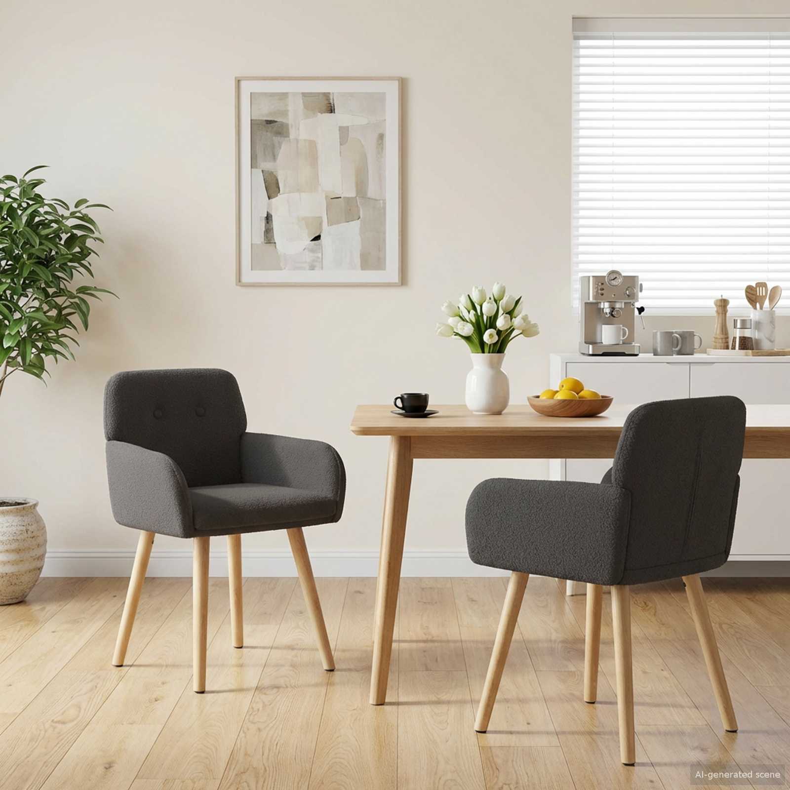 Καρέκλες φαγητού 2 pcs Μπουκλέ Σκούρο Γκρι 59 x 57 x 85 εκ. - Pakobazaar