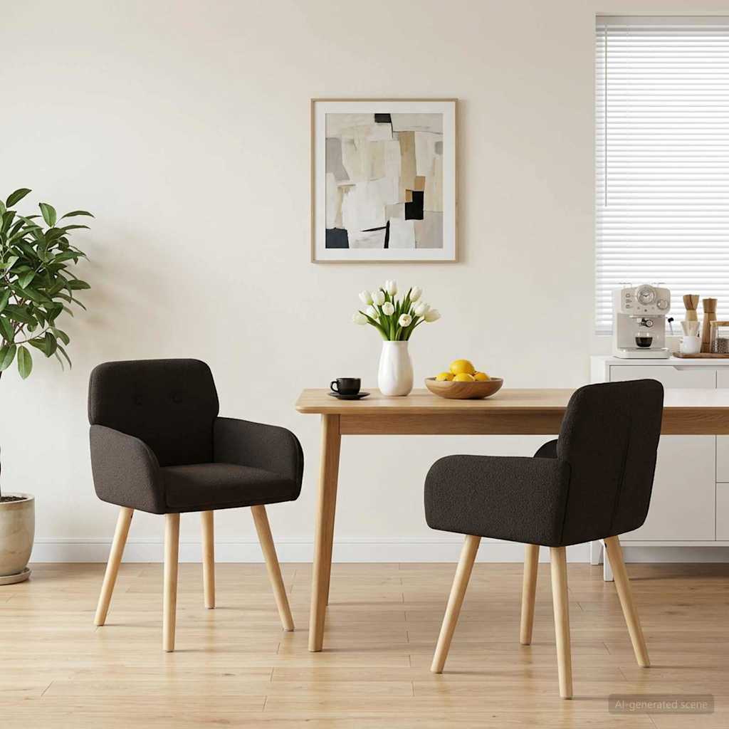 Καρέκλες φαγητού 2 pcs Μπουκλέ Μαύρο 59 x 57 x 85 εκ. - Pakobazaar