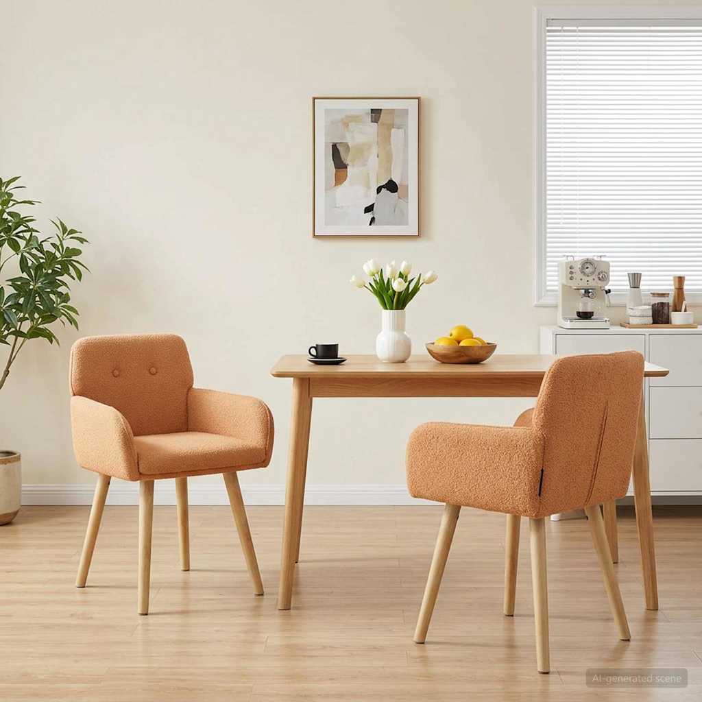Καρέκλες φαγητού 2 pcs Μπουκλέ Μπεζ 59 x 57 x 85 εκ. - Pakobazaar