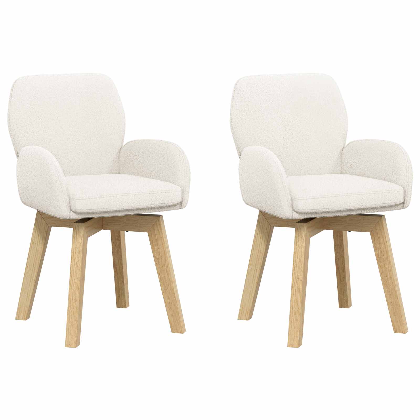 Γυριστές καρέκλες φαγητού 2 pcs Μπουκλέ Κρεμ 54 x 58 x 87 εκ. - Pakobazaar