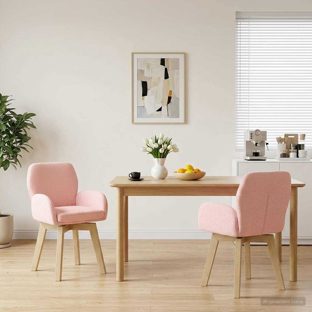 Γυριστές καρέκλες φαγητού 2 pcs Μπουκλέ Ροζ 54 x 58 x 87 εκ. - Pakobazaar