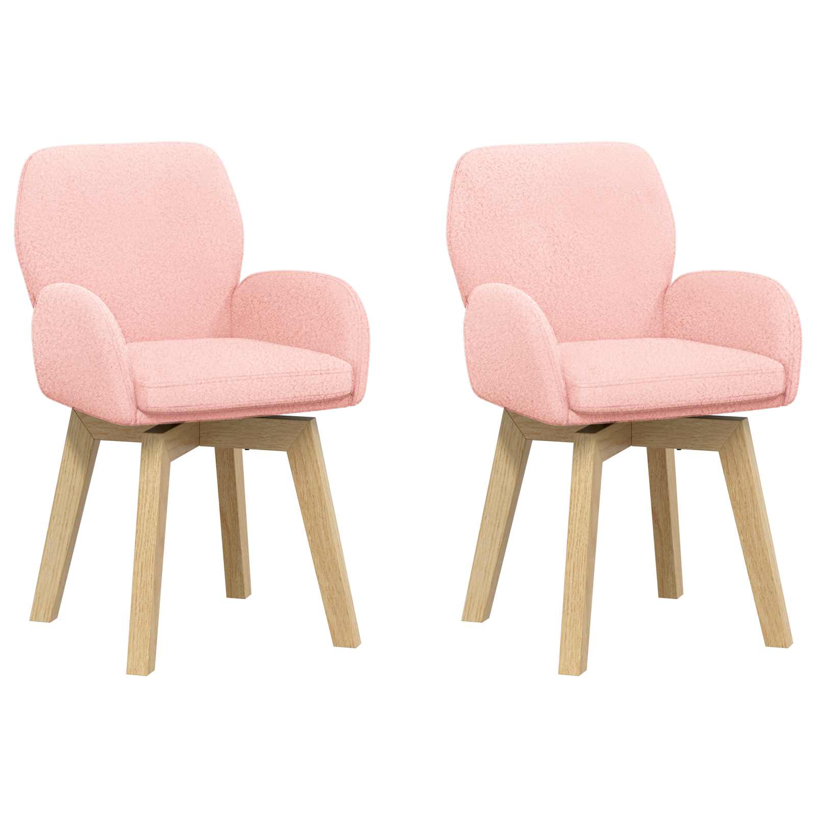 Γυριστές καρέκλες φαγητού 2 pcs Μπουκλέ Ροζ 54 x 58 x 87 εκ. - Pakobazaar