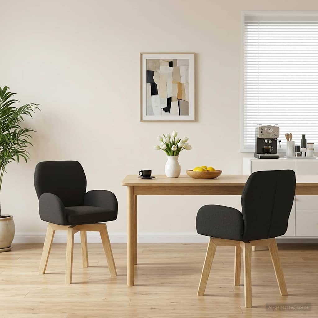 Γυριστές καρέκλες φαγητού 2 pcs Μπουκλέ Μαύρο 54 x 58 x 87 εκ. - Pakobazaar