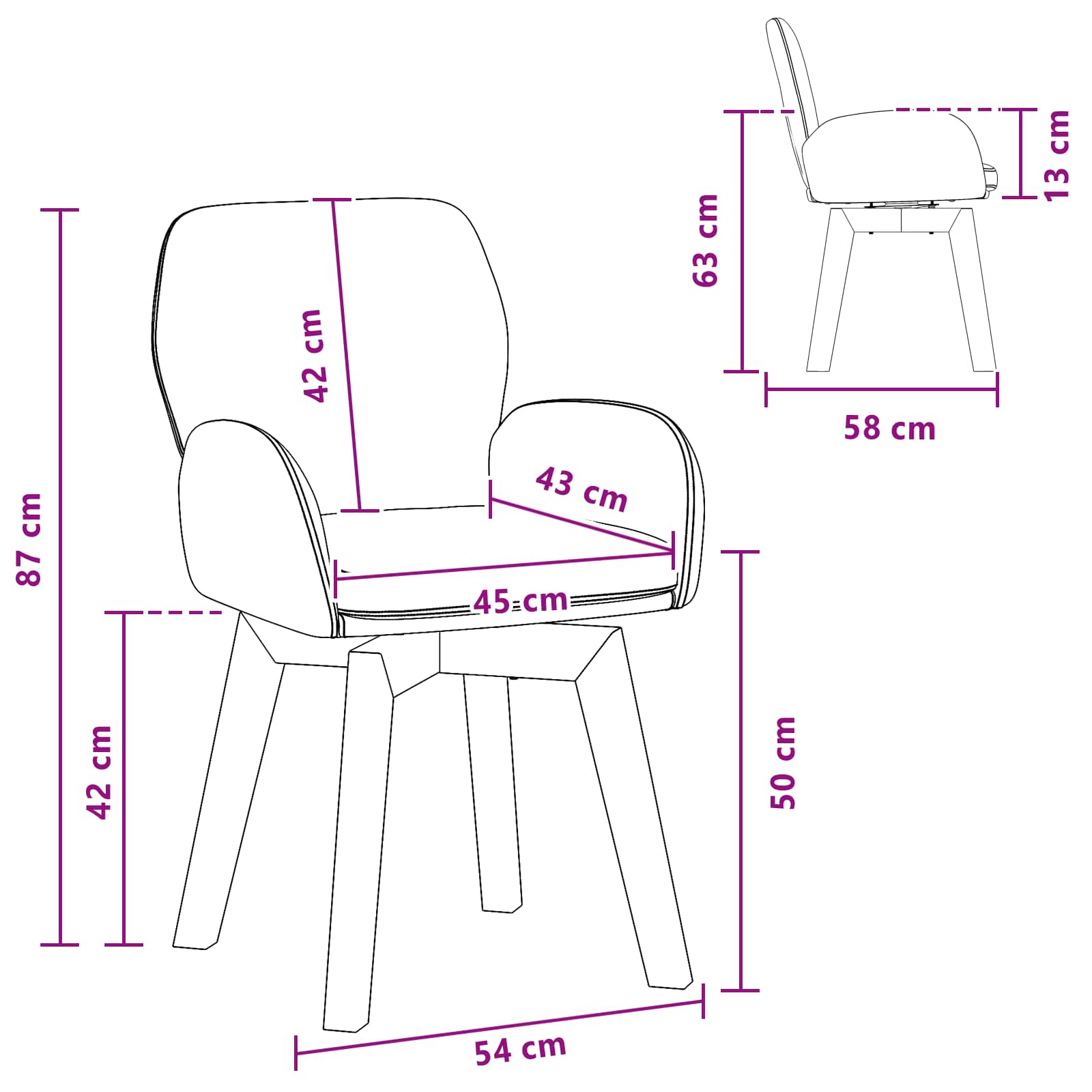 Γυριστές καρέκλες φαγητού 2 pcs Μπουκλέ Μαύρο 54 x 58 x 87 εκ. - Pakobazaar