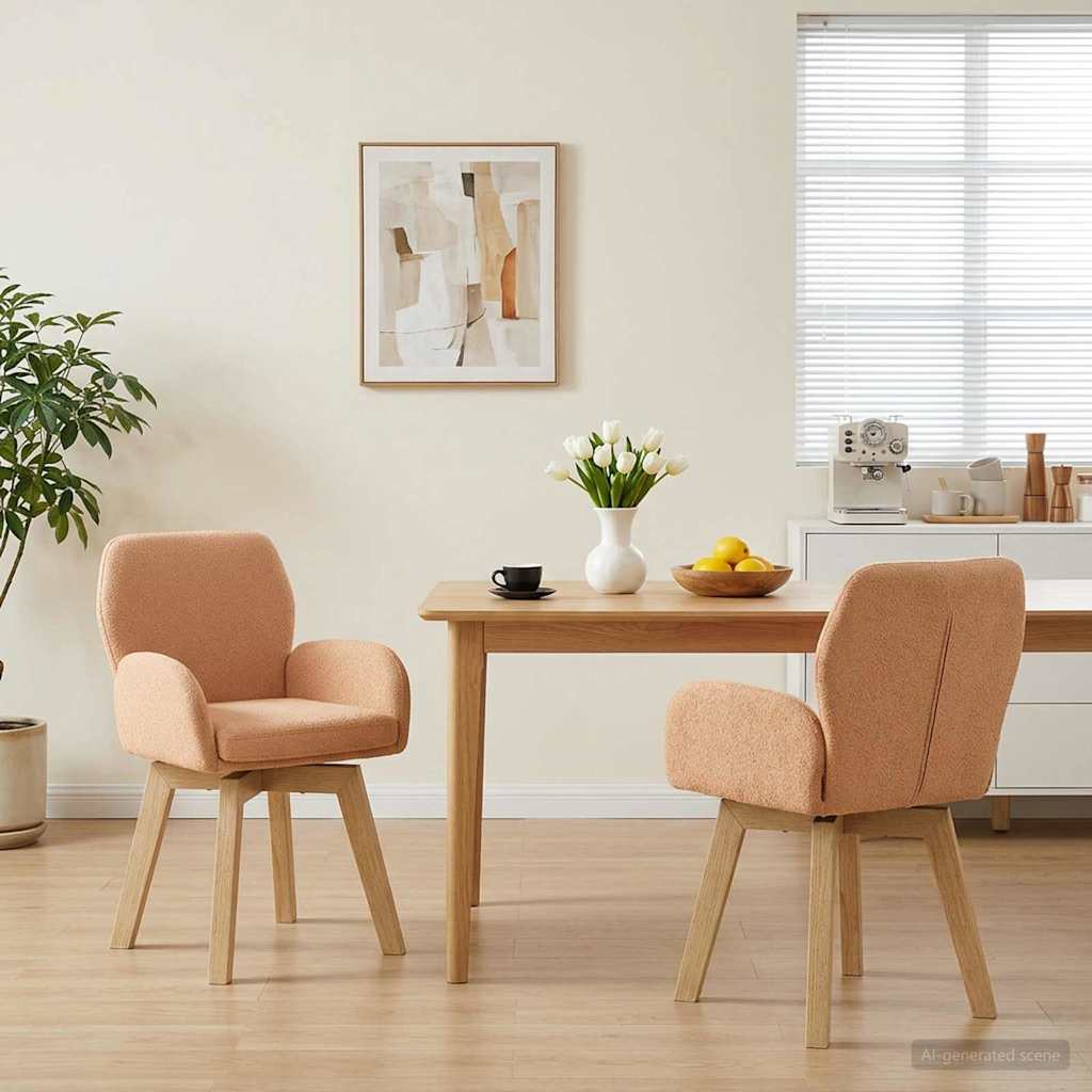 Γυριστές καρέκλες φαγητού 2 pcs Μπουκλέ Μπεζ 54 x 58 x 87 εκ. - Pakobazaar