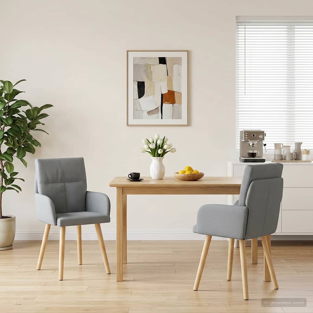 Καρέκλες φαγητού 2 pcs Ύφασμα Ανοιχτό γκρι 60 x 56 x 96 εκ