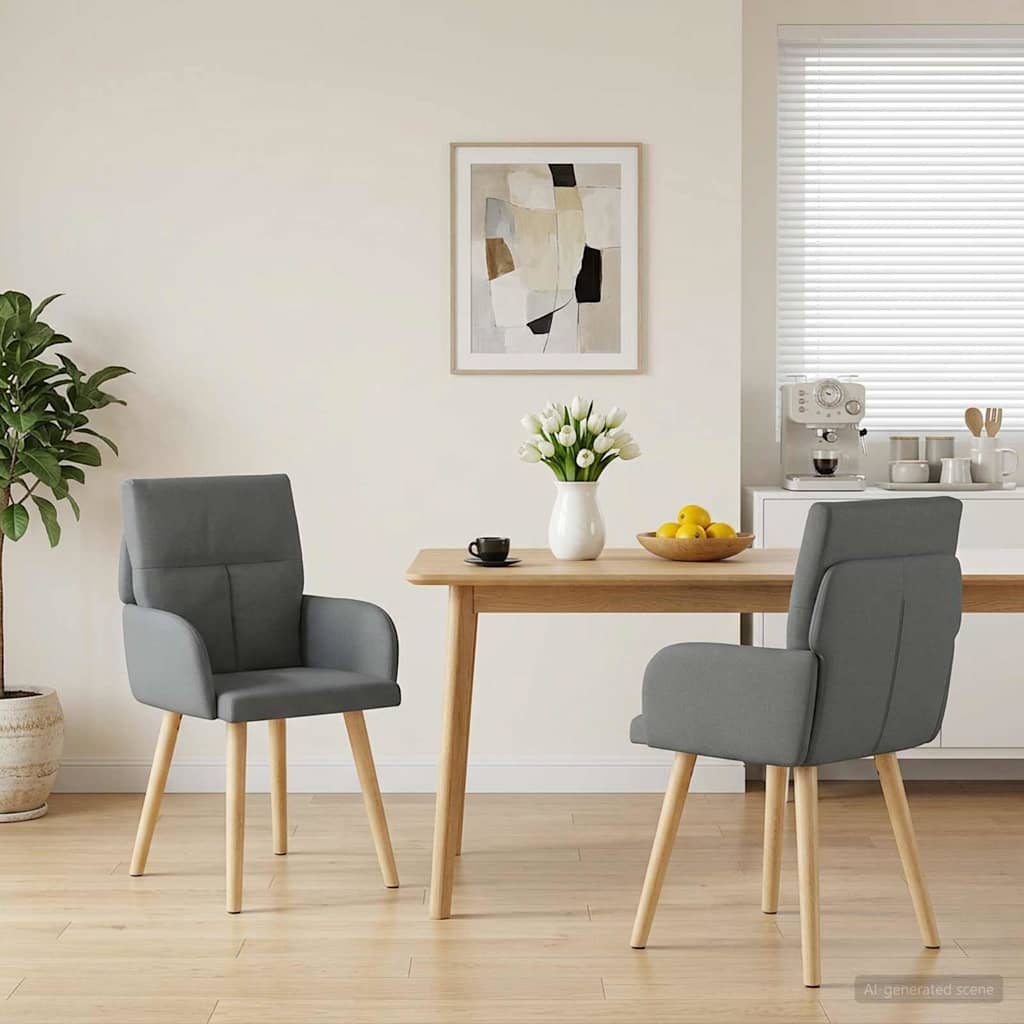 Καρέκλες φαγητού 2 pcs Ύφασμα Σκούρο Γκρι 60 x 56 x 96 εκ