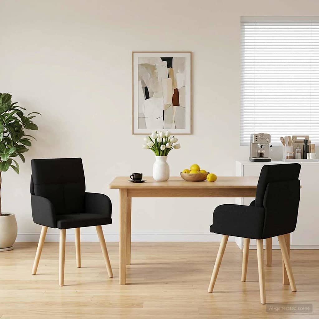 Καρέκλες φαγητού 2 pcs Ύφασμα Μαύρο 60 x 56 x 96 εκ