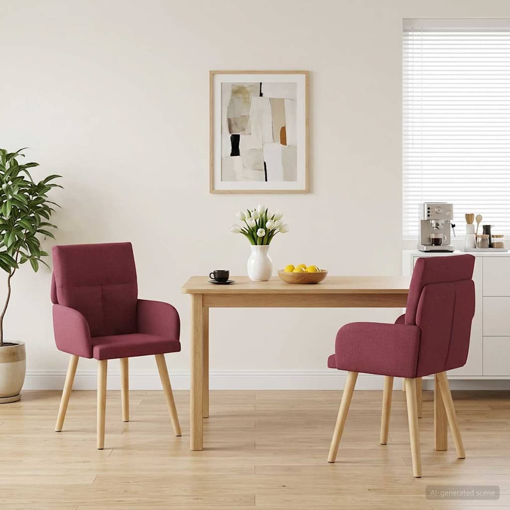 Καρέκλες φαγητού 2 pcs Ύφασμα Κόκκινο 60 x 56 x 96 εκ - Pakobazaar