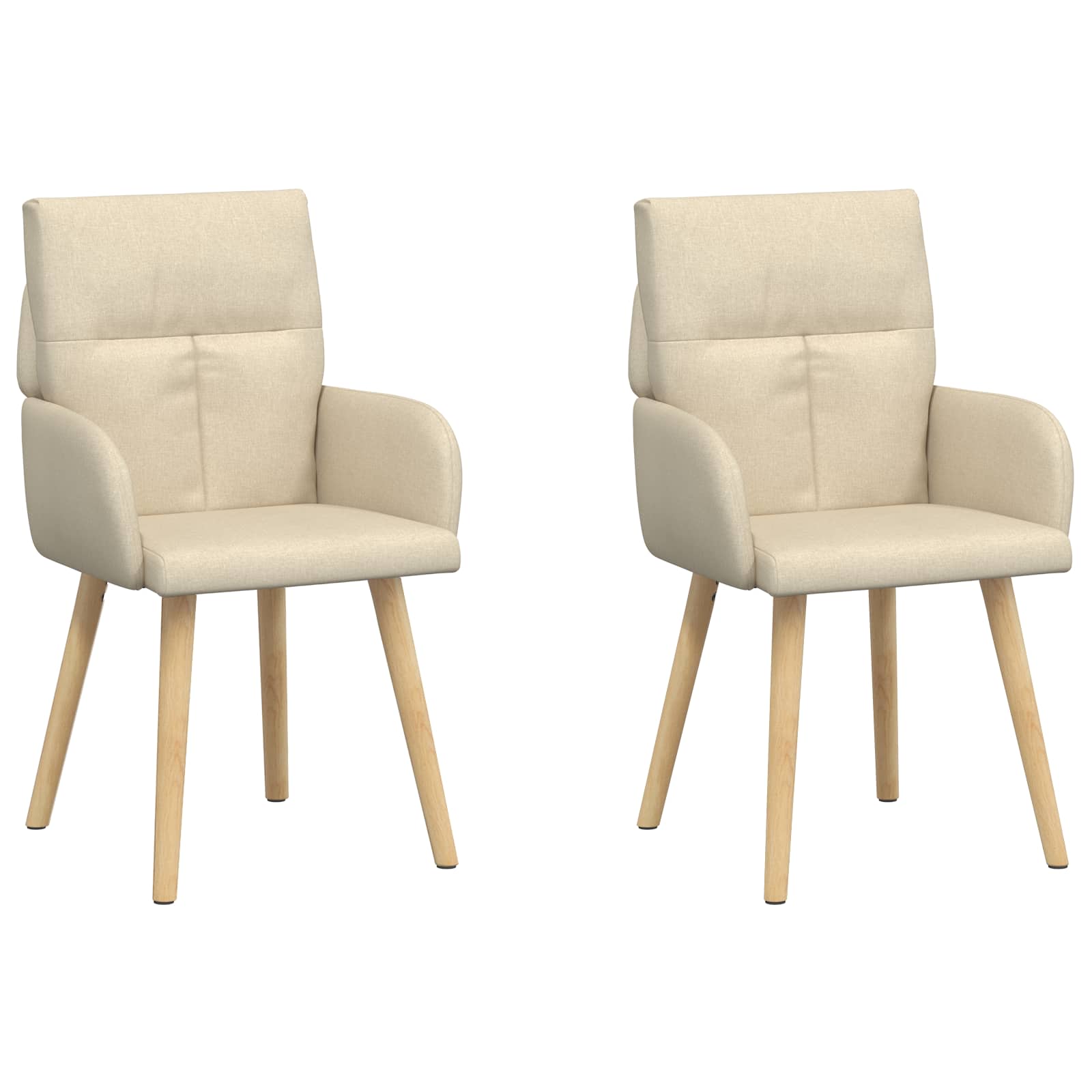 Καρέκλες φαγητού 2 pcs Ύφασμα Κρεμ 60 x 56 x 96 εκ