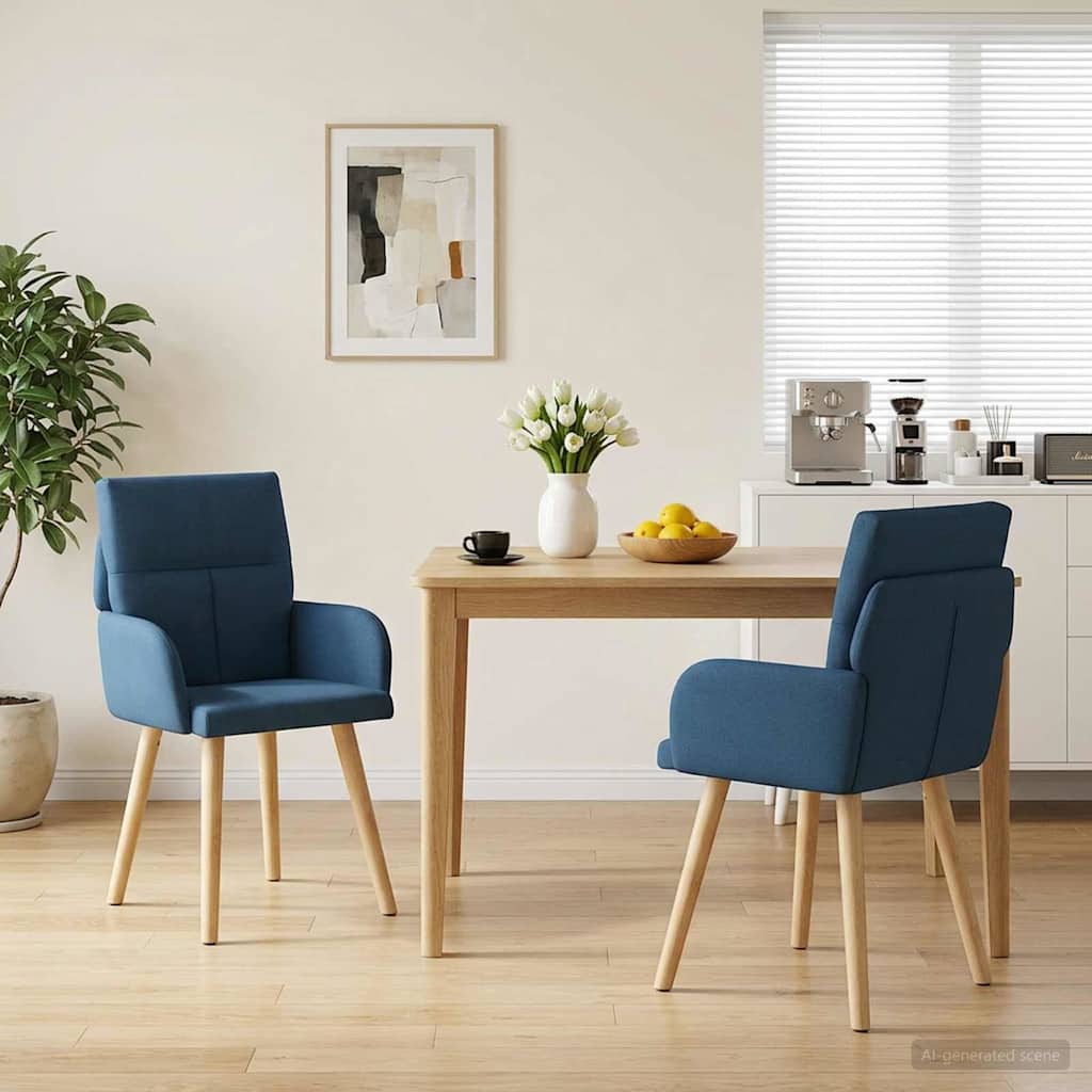 Καρέκλες φαγητού 2 pcs Ύφασμα Μπλε 60 x 56 x 96 εκ