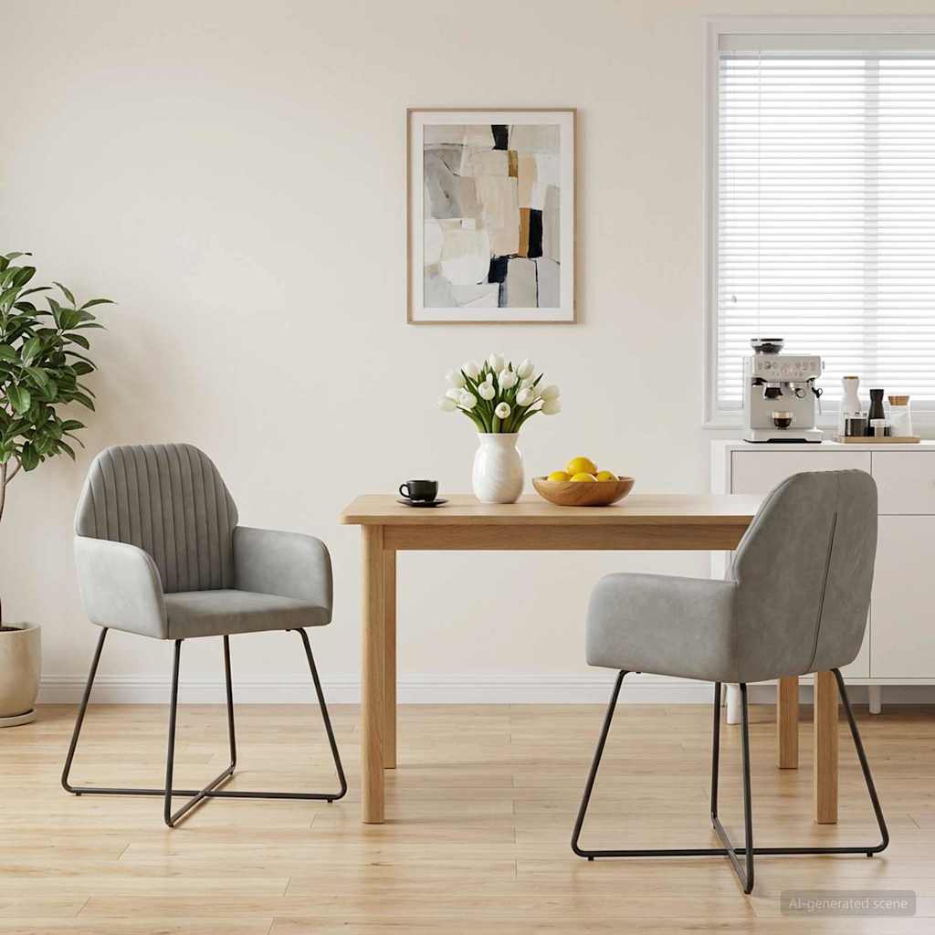 Καρέκλες φαγητού 2 pcs Βελούδο Ανοιχτό γκρι 55 x 50 x 84 εκ.