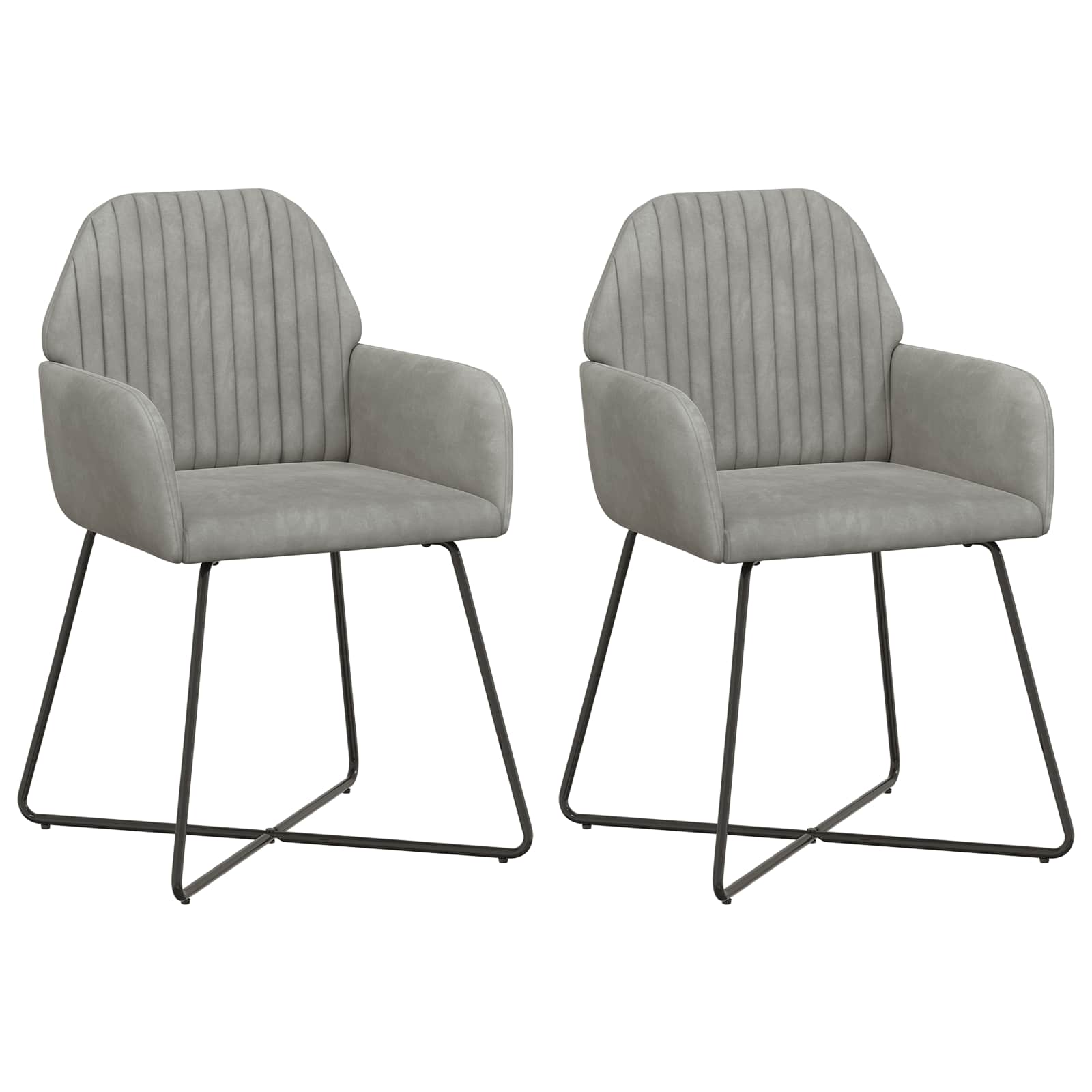Καρέκλες φαγητού 2 pcs Βελούδο Ανοιχτό γκρι 55 x 50 x 84 εκ.