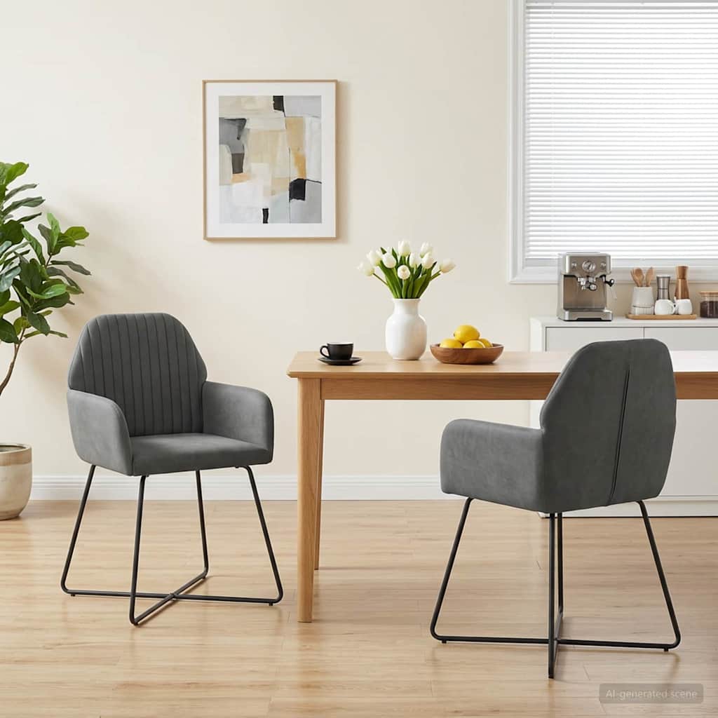 Καρέκλες φαγητού 2 pcs Βελούδο Σκούρο Γκρι 55 x 50 x 84 εκ.