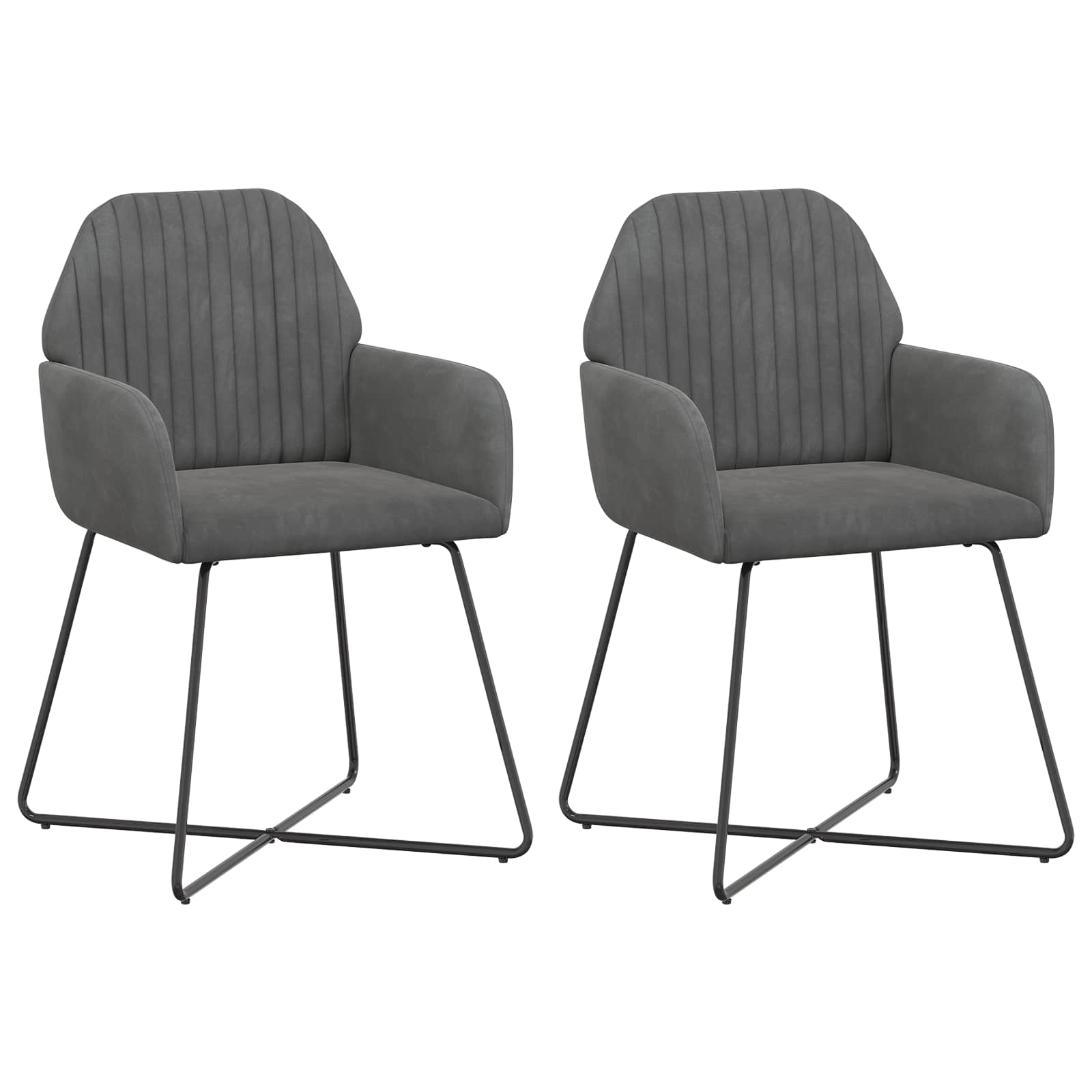 Καρέκλες φαγητού 2 pcs Βελούδο Σκούρο Γκρι 55 x 50 x 84 εκ.