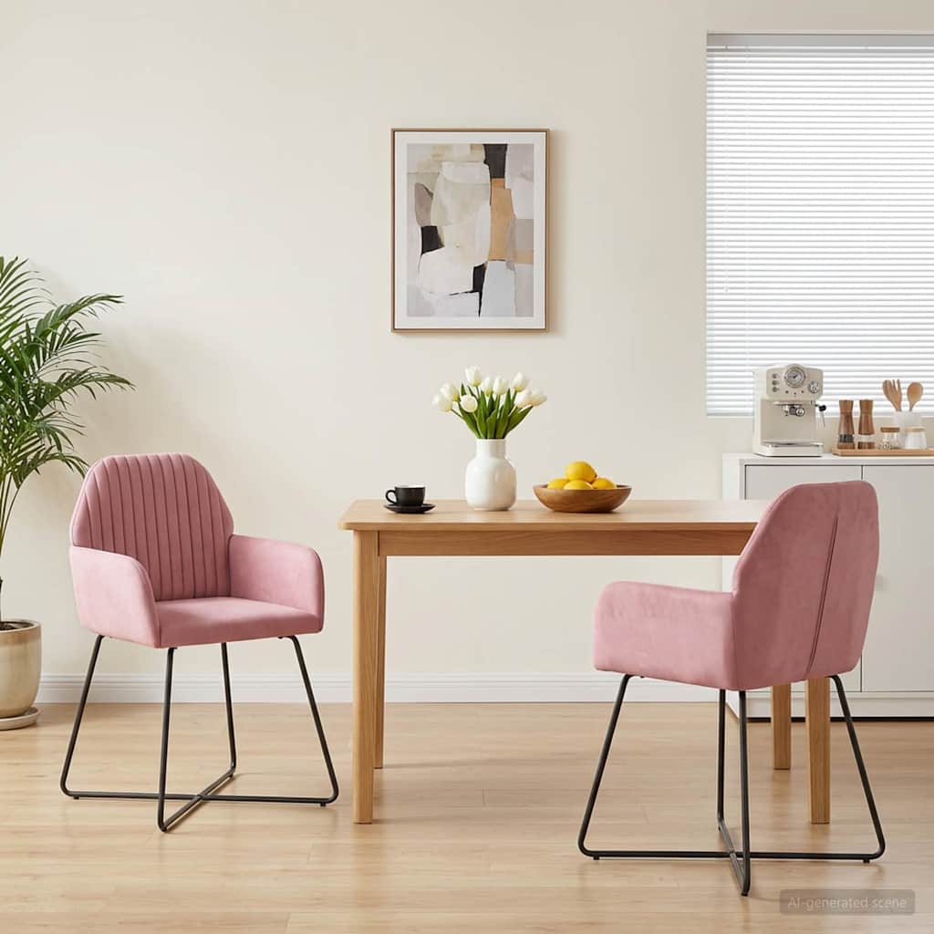 Καρέκλες φαγητού 2 pcs Βελούδο Ροζ 55 x 50 x 84 εκ.