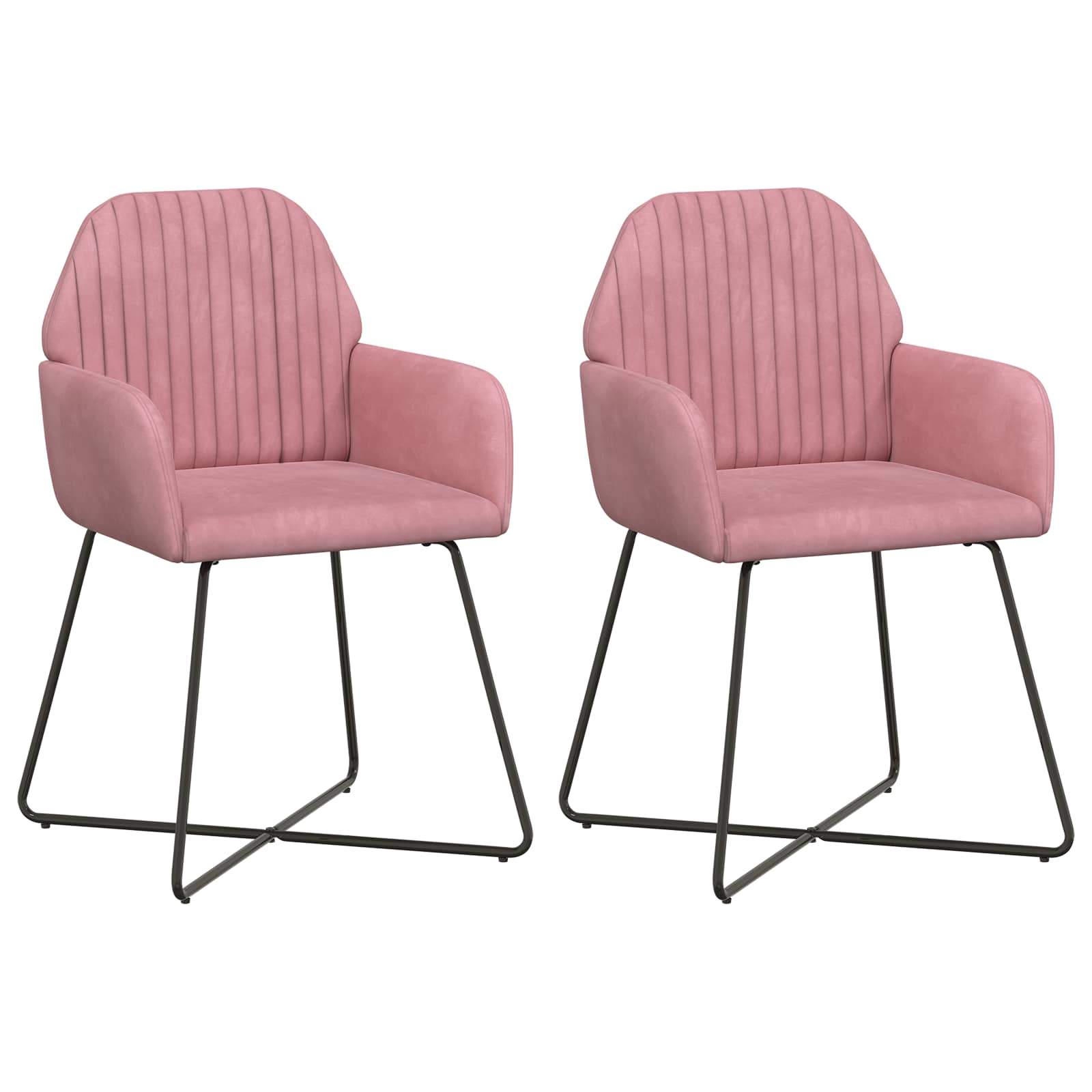 Καρέκλες φαγητού 2 pcs Βελούδο Ροζ 55 x 50 x 84 εκ.