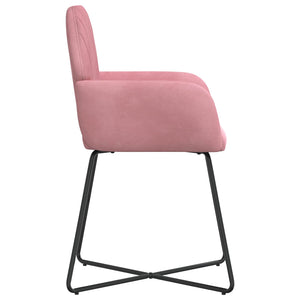 Καρέκλες φαγητού 2 pcs Βελούδο Ροζ 55 x 50 x 84 εκ. - Pakobazaar