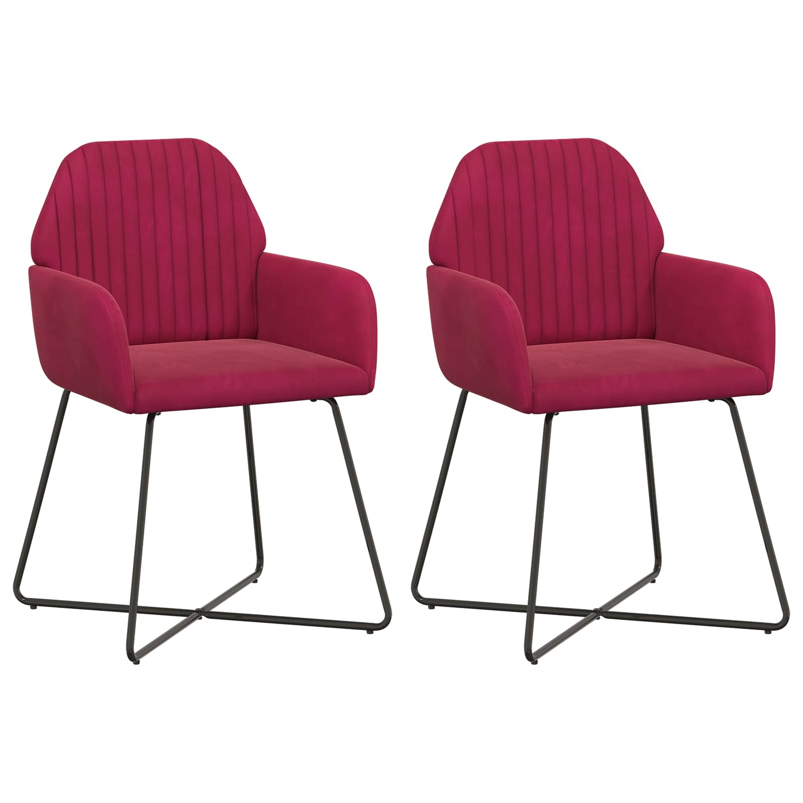 Καρέκλες φαγητού 2 pcs Βελούδο Κόκκινο 55 x 50 x 84 εκ.