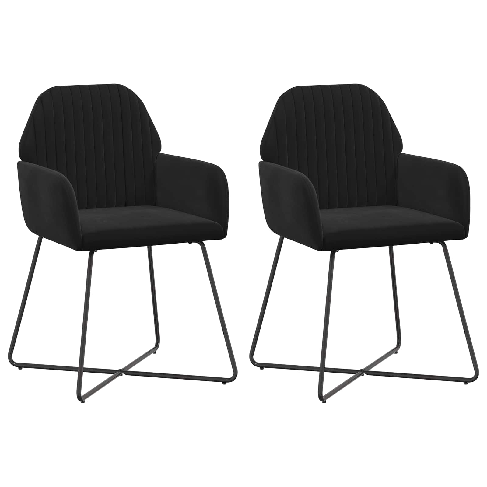 Καρέκλες φαγητού 2 pcs Βελούδο Μαύρο 55 x 50 x 84 εκ. - Pakobazaar