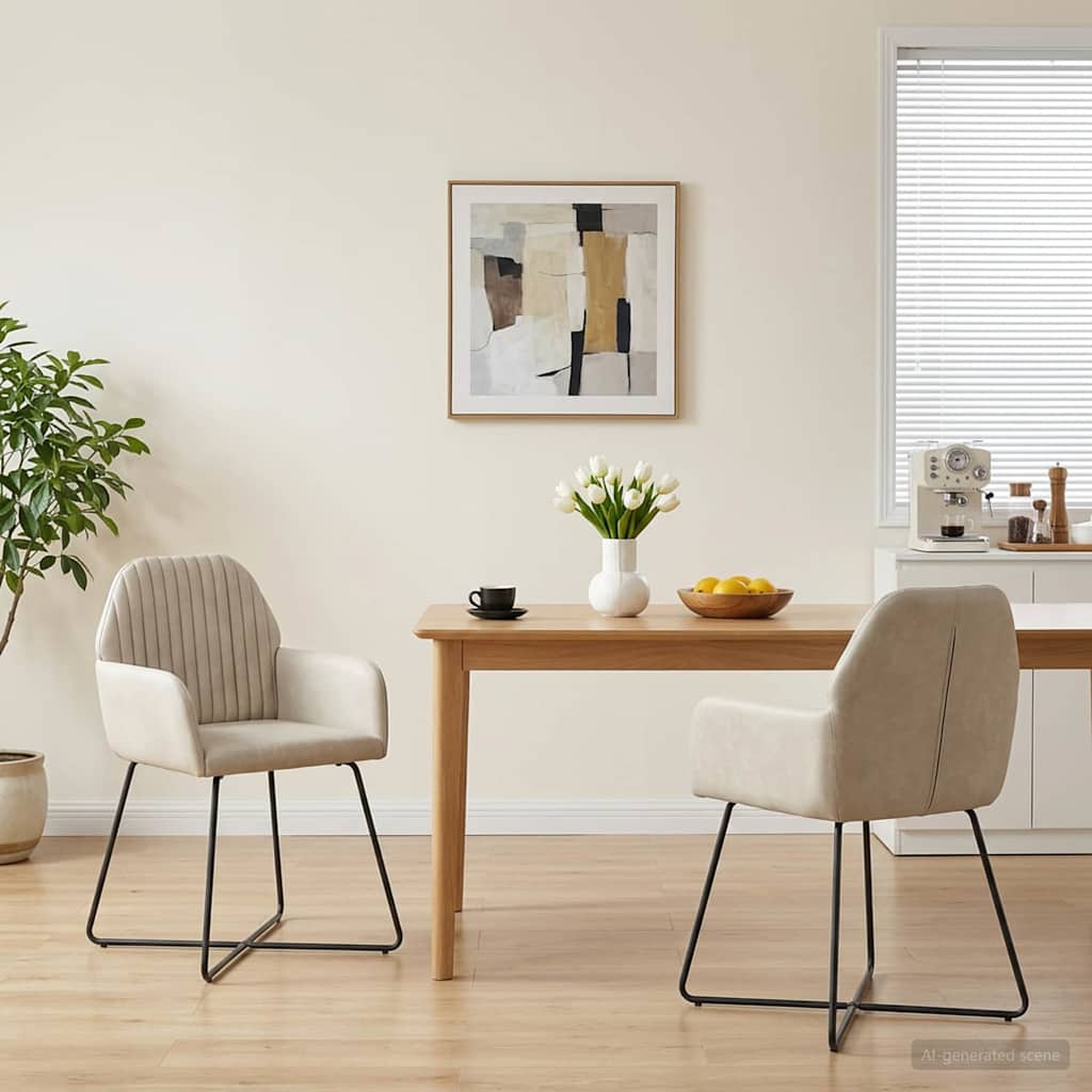 Καρέκλες φαγητού 2 pcs Βελούδο Κρεμ 55 x 50 x 84 εκ.