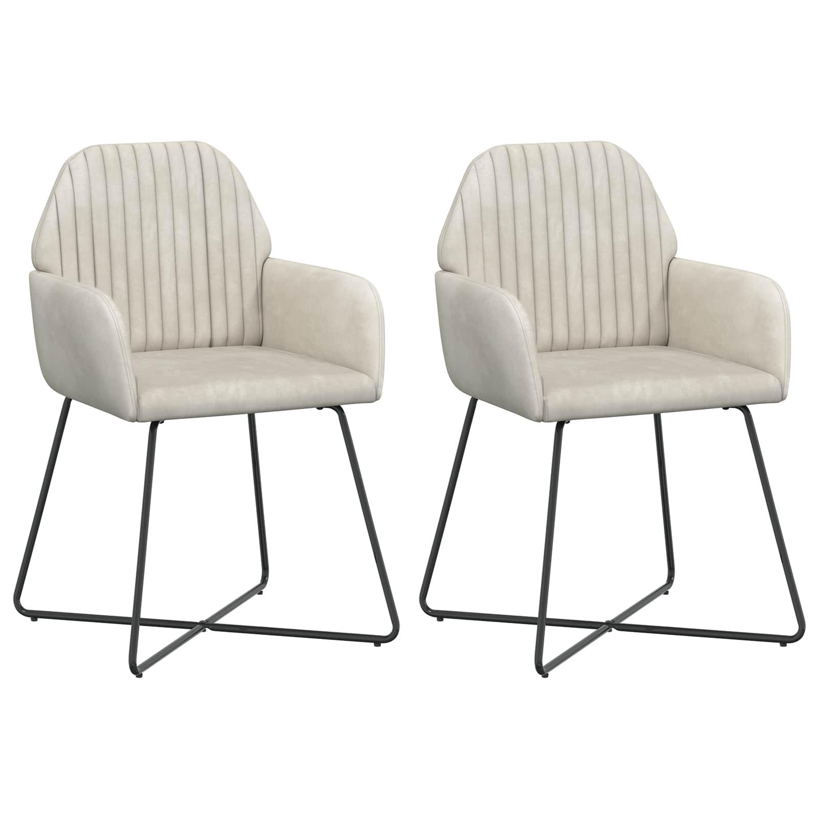 Καρέκλες φαγητού 2 pcs Βελούδο Κρεμ 55 x 50 x 84 εκ.