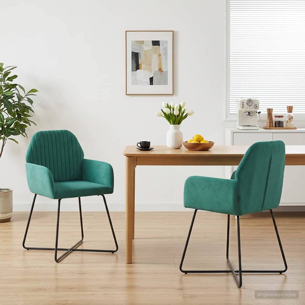 Καρέκλες φαγητού 2 pcs Βελούδο Τιρκουάζ 55 x 50 x 84 εκ. - Pakobazaar