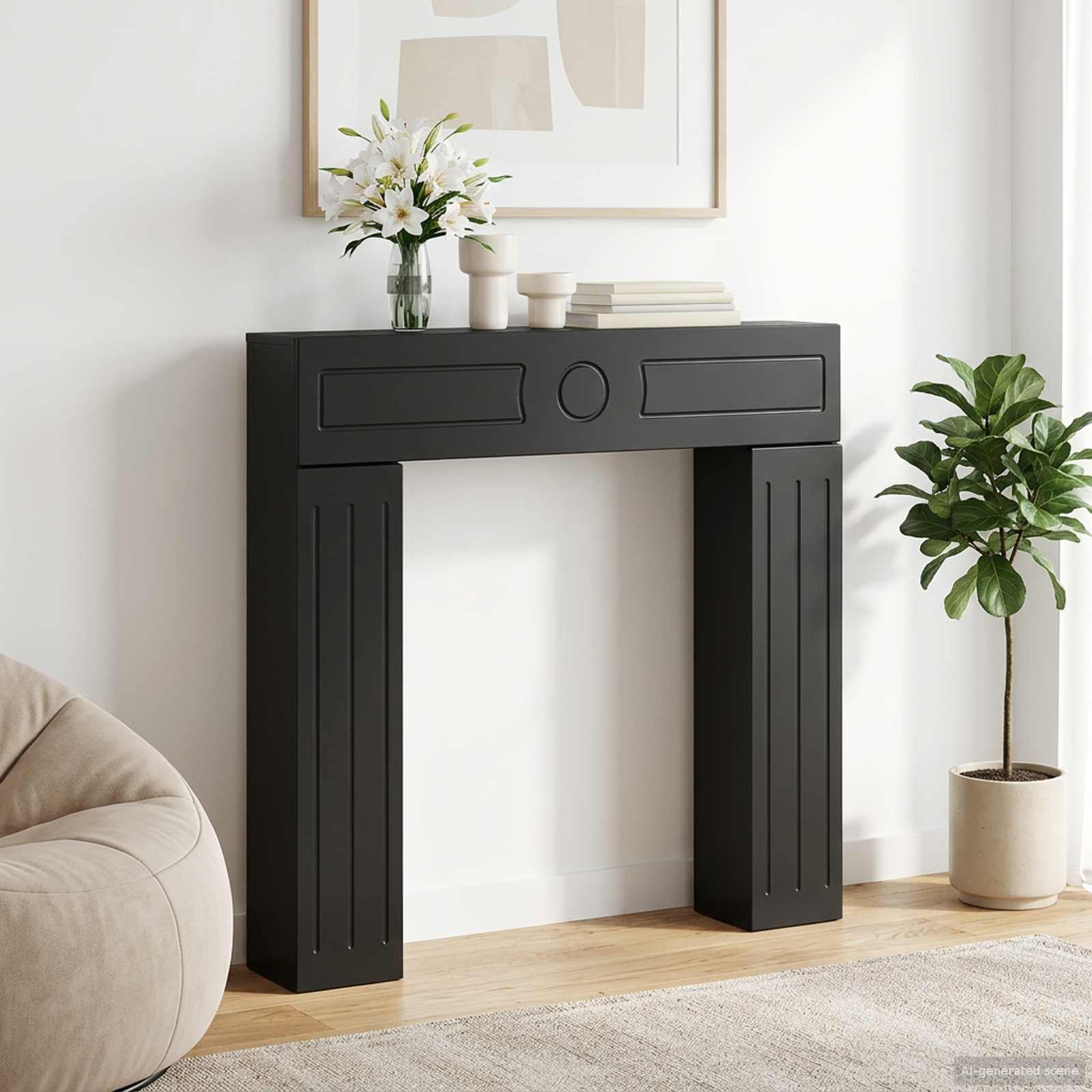 Περίβλημα τζακιού Μαύρο 102 x 18 x 100,5 εκ Επεξεργασμένο Ξύλο - Pakobazaar